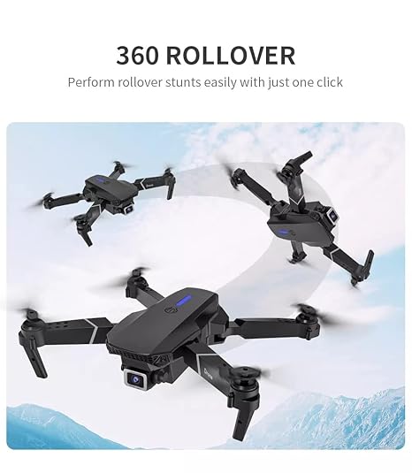 E88 Drone with 4K Dual Camera, WiFi FPV Live Video, 1080P HD Wide-Angle Lens, Foldable RC Quadcopter with Altitude Hold, Gesture Control, Headless Mode, One-Key Take Off/Landing, for Beginners