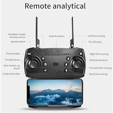 E88 Drone with 4K Dual Camera, WiFi FPV Live Video, 1080P HD Wide-Angle Lens, Foldable RC Quadcopter with Altitude Hold, Gesture Control, Headless Mode, One-Key Take Off/Landing, for Beginners